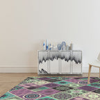 Purple Bedroom Rug Moroccan Flower Diamond Pattern Area Rug Polyester Non-Slip Back Machine Washable Rug