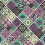Purple Bedroom Rug Moroccan Flower Diamond Pattern Area Rug Polyester Non-Slip Back Machine Washable Rug