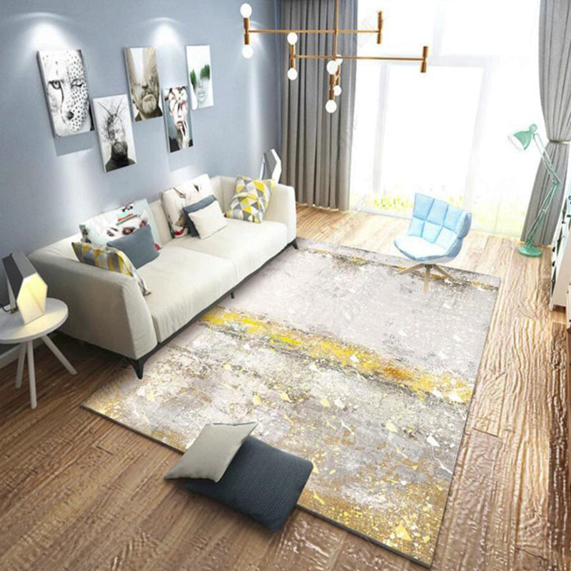 Casual modern rug in cream-colored abstract paint pattern rug polyester pet-friendly washable rug for home decor
