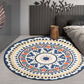 Southwest Living Area Rug in Ivory Circle Diamond Triangle Print Rug Polyester Washable Non-Slip Rug