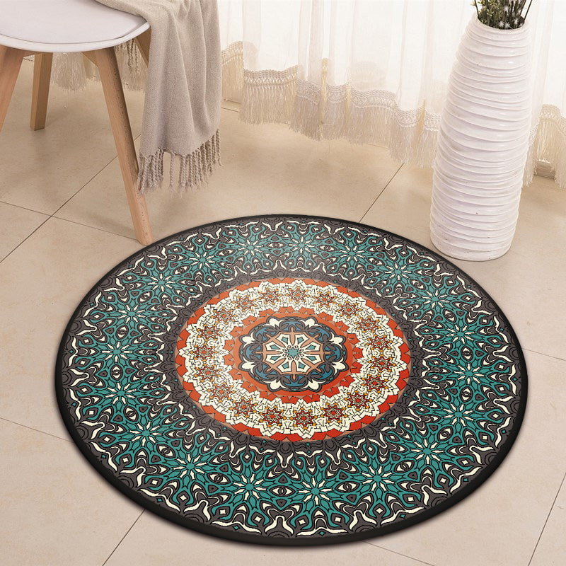 Oriental Moroccan rug in blue floral pattern rug polyester pet-friendly rug for home decor