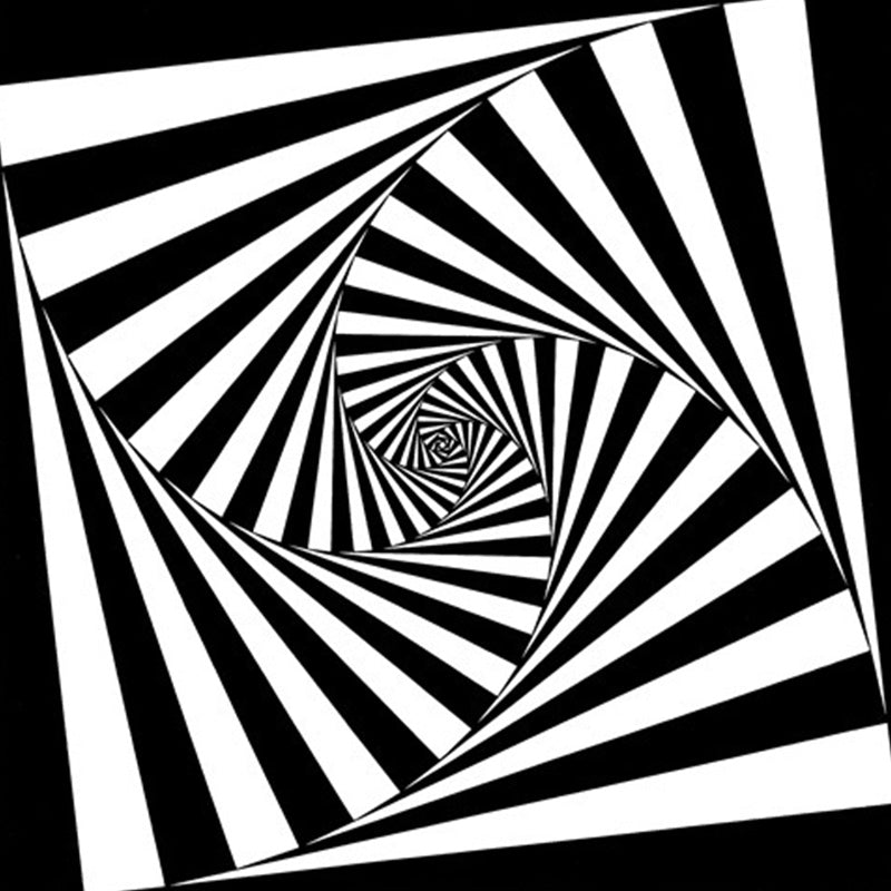 Novelty Living Room Rug in Black and White 3D Stripe Pattern Rug Polyester Non-Slip Machine Washable Rug