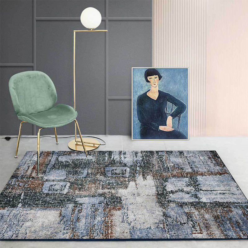 Whitewash Abstract Rug Grey Industrial Rug Polyester Washable Non-Slip Underlay Rug for Living Room