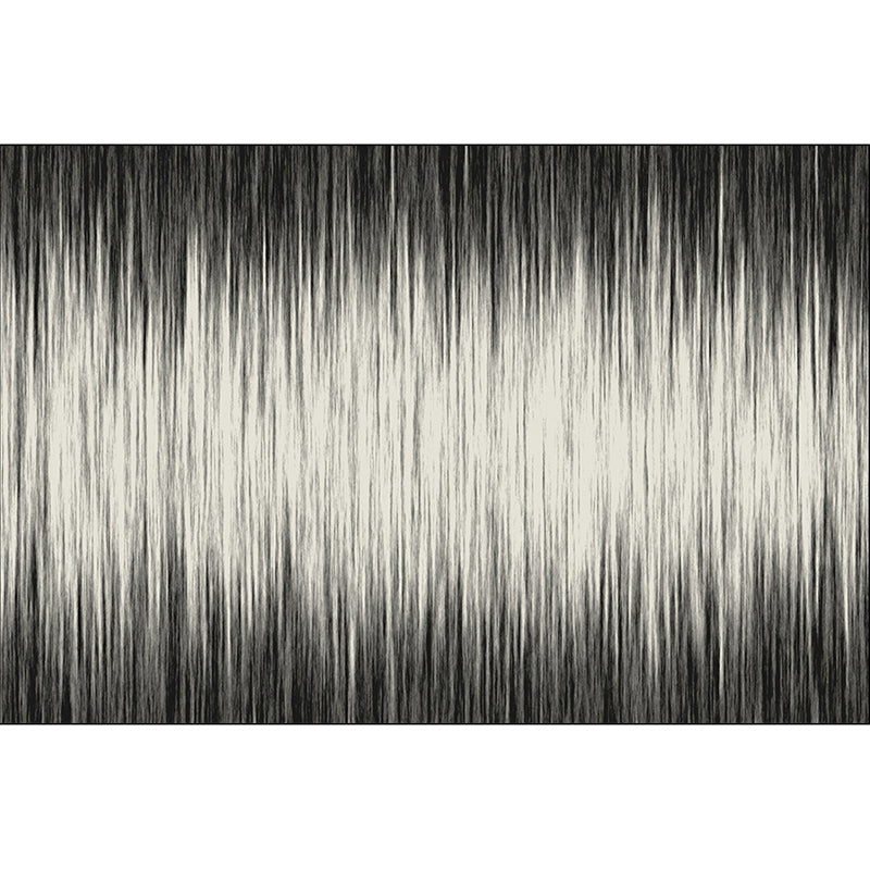 Modern Living Room Rug in Ivory and Black Abstract Oil Painting Lines Print Rug Polyester Non-Slip Washable Area Rug