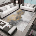 Gray Bedroom Rug Modern Abstract Swirl Pattern Rug Polyester Machine Washable Non-Slip Back Rug