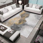 Gray Bedroom Rug Modern Abstract Swirl Pattern Rug Polyester Machine Washable Non-Slip Back Rug