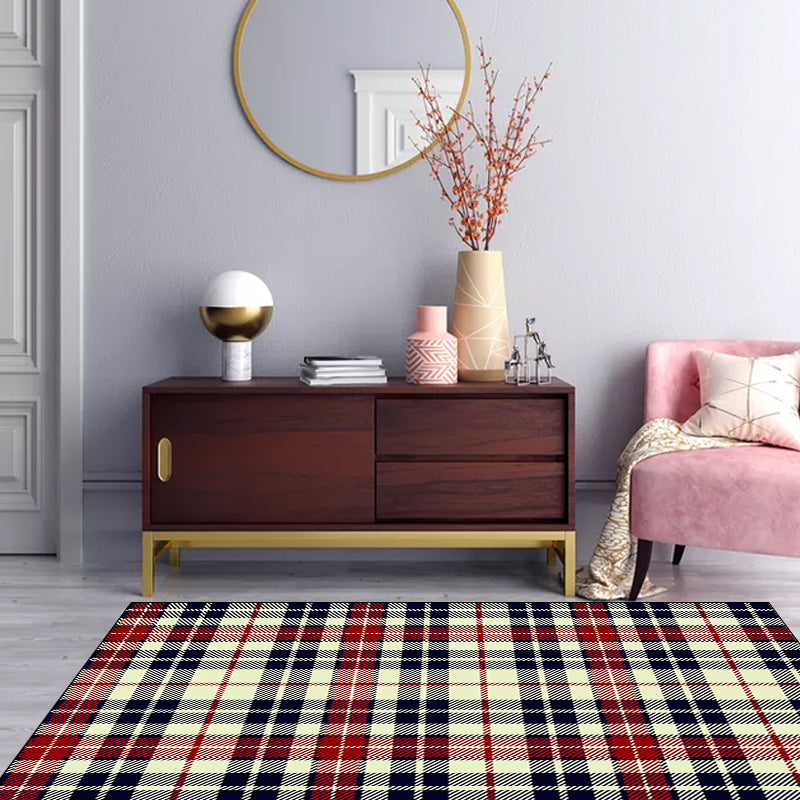 Minimalist modern rug in yellow check pattern rug polyester non-slip backing rug for home decor