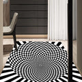 Black-and-white bedroom rug novelty 3D small check pattern carpet polyester non-slip pet-friendly rug