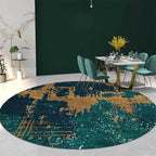 Green and Golden Industrial Area Rug Polyester Abstract Rug Washable Non-Slip Back Carpet for Living Room