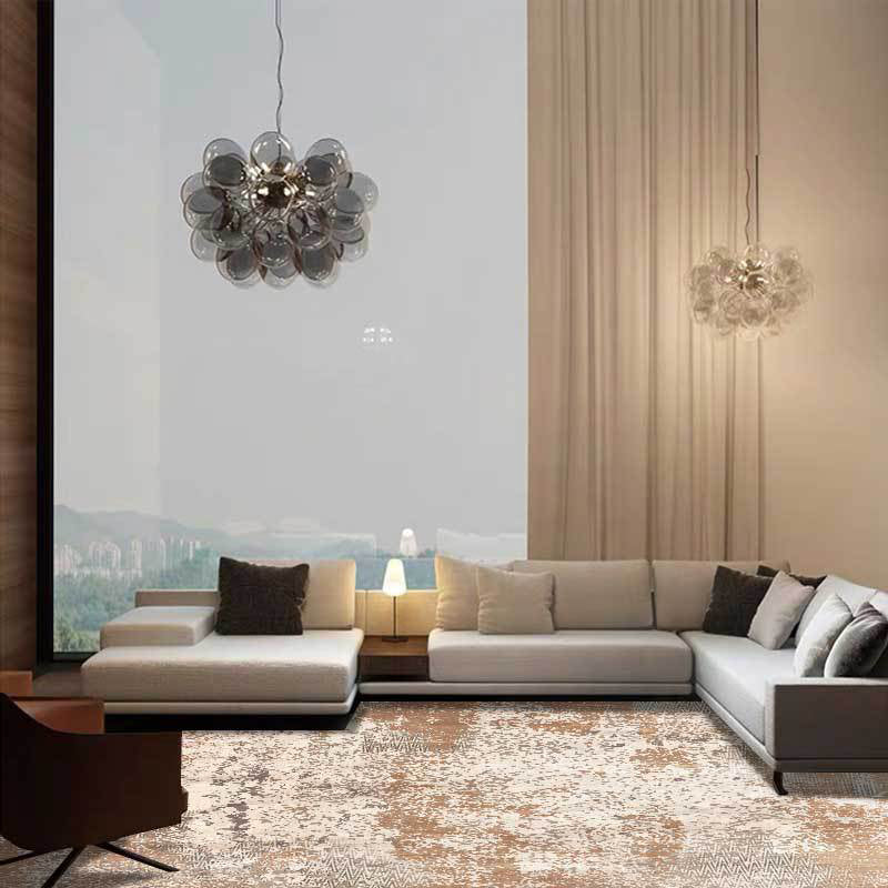 Unique Abstract Rug Brown Industrial Design Rug Polyester Washable Non-Slip Backing Rug for the Living Room