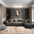 Unique Abstract Rug Brown Industrial Design Rug Polyester Washable Non-Slip Backing Rug for the Living Room