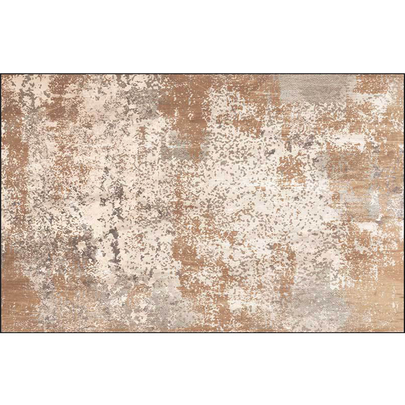 Unique Abstract Rug Brown Industrial Design Rug Polyester Washable Non-Slip Backing Rug for the Living Room
