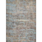 Brown and blue industrial rug polyester abstract rug washable non-slip backing rug for the living room