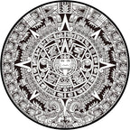 Black-white Bedroom Carpet Southwestern Tribal Circle Design Carpet Polyester Non-slip Washable Carpet
