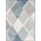 Resourceful Living Room Carpet in Ivory Diamond Print Carpet Polyester Machine Washable Anti-Slip Area Rug