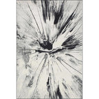 Modern living room rug in white Abstract ink painting print rug Polyester Washable Non-slip backing rug