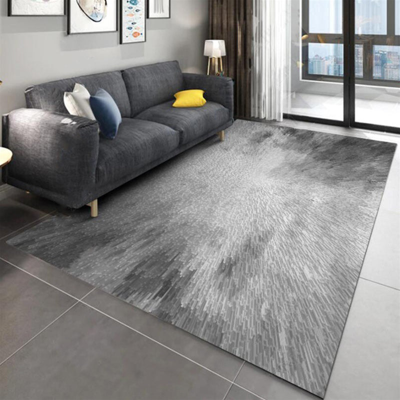 Modern living room rug in gray abstract spray print rug polyester pet-friendly washable rug for the area