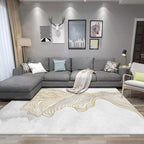 Modern living room carpet in white with abstract twisted line pattern Carpet polyester washable pet-friendly carpet