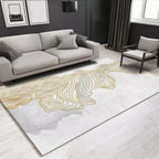 Modern living room carpet in white with abstract twisted line pattern Carpet polyester washable pet-friendly carpet