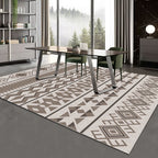 Southwestern Living Room Rug in Brown Diamond Triangle Print Rug Polyester Washable Area Rug