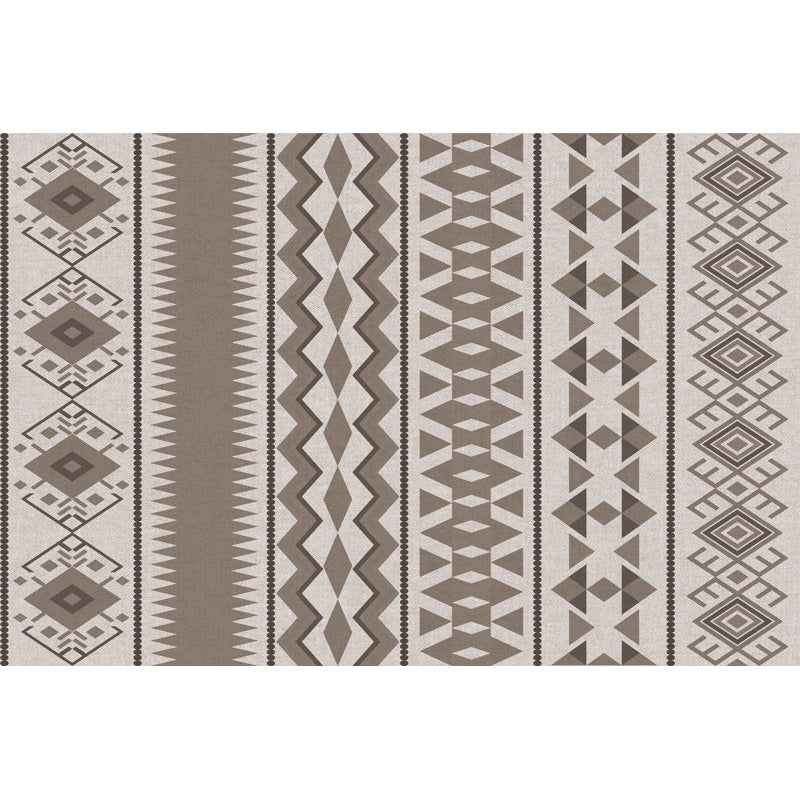 Southwestern Living Room Rug in Brown Diamond Triangle Print Rug Polyester Washable Area Rug