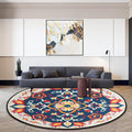 Moroccan Living Room Rug in Blue Floral Pattern Rug Polyester Machine Washable Area Rug