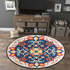 Moroccan Living Room Rug in Blue Floral Pattern Rug Polyester Machine Washable Area Rug
