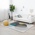Gray Bedroom Carpet Novelty Color Block Irregular Shape Pattern Area Rug Polyester Anti-Slip Bottom Washable Rug