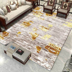 Industrial Space Dye Print Carpet Yellow and Gray Polyester Carpet Machine Washable Non-Slip Back Floor Mat for Bedroom