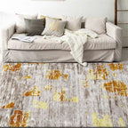 Industrial Space Dye Print Carpet Yellow and Gray Polyester Carpet Machine Washable Non-Slip Back Floor Mat for Bedroom