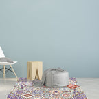 Ivory Bedroom Carpet Moroccan Flower Geometric Pattern Area Rug Polyester Non-Slip Pet-Friendly Rug