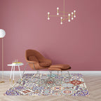 Ivory Bedroom Carpet Moroccan Flower Geometric Pattern Area Rug Polyester Non-Slip Pet-Friendly Rug