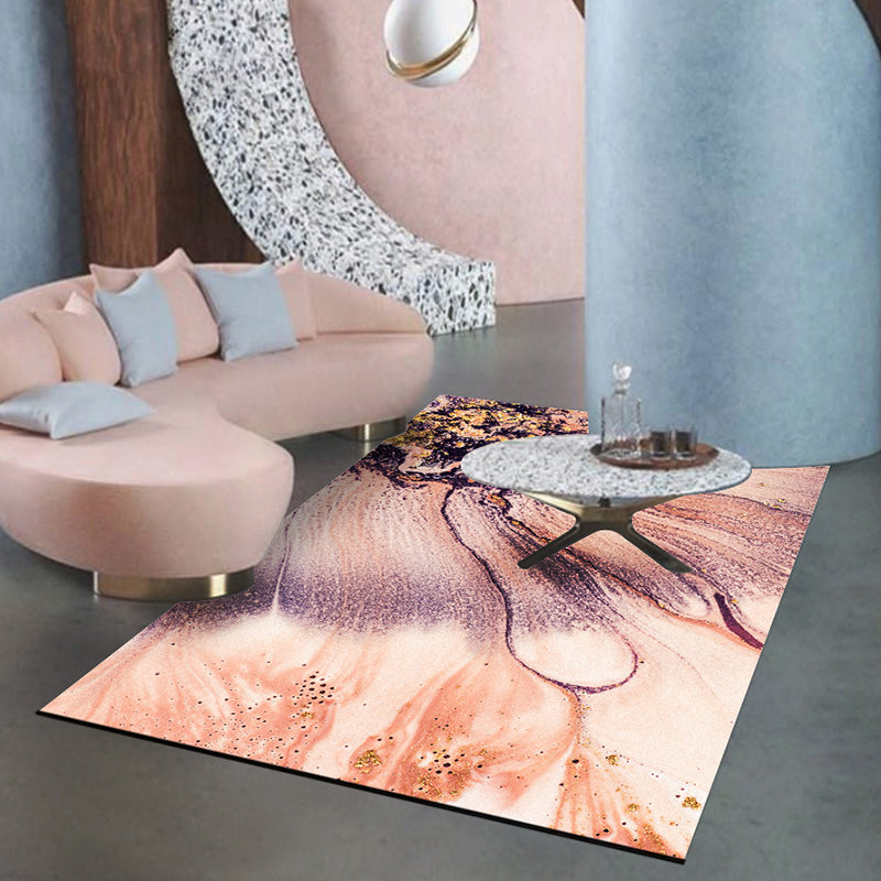 Contemporary modern rug in pink abstract floral pattern rug polyester washable rug for home decor