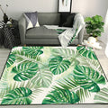 Funky Botanical Pattern Rug with Leaf Green Tropical Rug Polyester Washable Non-Slip Background Rug for Living Room
