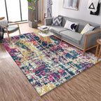 Stylish Abstract Carpet Multicolor Industrial Carpet Polyester Washable Non-Slip Back Rug for Living Room