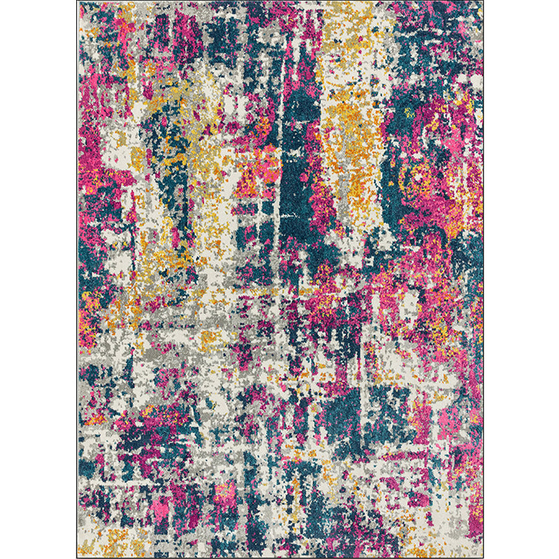 Stylish Abstract Carpet Multicolor Industrial Carpet Polyester Washable Non-Slip Back Rug for Living Room
