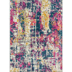 Stylish Abstract Carpet Multicolor Industrial Carpet Polyester Washable Non-Slip Back Rug for Living Room