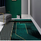 Simple modern carpet in green diamond irregular shape pattern carpet polyester washable non-slip carpet for home decor