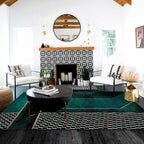 Simple modern carpet in green diamond irregular shape pattern carpet polyester washable non-slip carpet for home decor