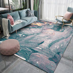 Green and blue bedroom rug modern abstract water pattern rug made of polyester pet-friendly washable rug