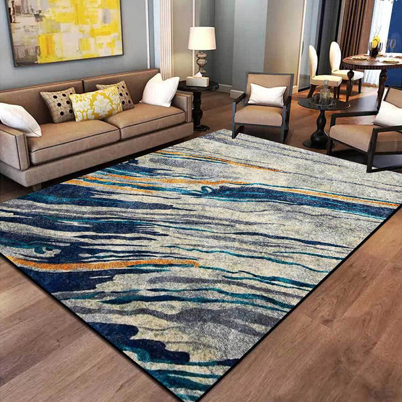 Casual modern rug in gray abstract pattern rug polyester machine washable non-slip backing rug for home decor
