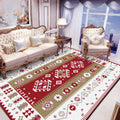 Base Southwest Carpet in Red and White Diamond Wave Pattern Carpet Polyester Pet-Friendly Carpet for Home Decor