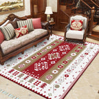 Base Southwest Carpet in Red and White Diamond Wave Pattern Carpet Polyester Pet-Friendly Carpet for Home Decor