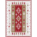 Base Southwest Carpet in Red and White Diamond Wave Pattern Carpet Polyester Pet-Friendly Carpet for Home Decor