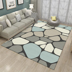 Novelty Living Room Carpet in Gray Stone Irregular Shape Print Carpet Polyester Non-slip Back Stain-resistant Carpet