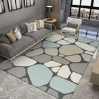 Novelty Living Room Carpet in Gray Stone Irregular Shape Print Carpet Polyester Non-slip Back Stain-resistant Carpet
