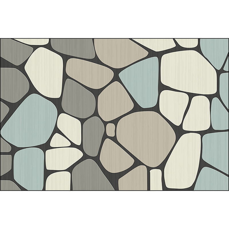 Novelty Living Room Carpet in Gray Stone Irregular Shape Print Carpet Polyester Non-slip Back Stain-resistant Carpet