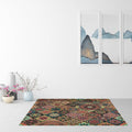 Moroccan Living Room Carpet with Brown Flower Diamond Print Carpet Polyester Non-slip Back Stain-resistant Carpet
