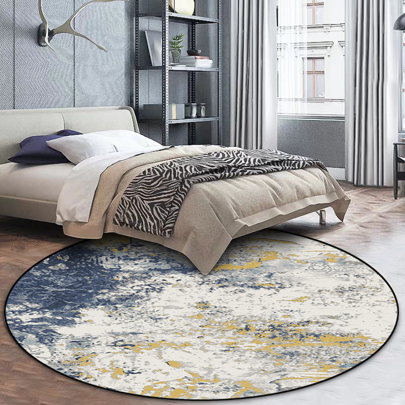 Minimalist modern rug white abstract ink painting pattern rug polyester washable pet-friendly rug for home decor