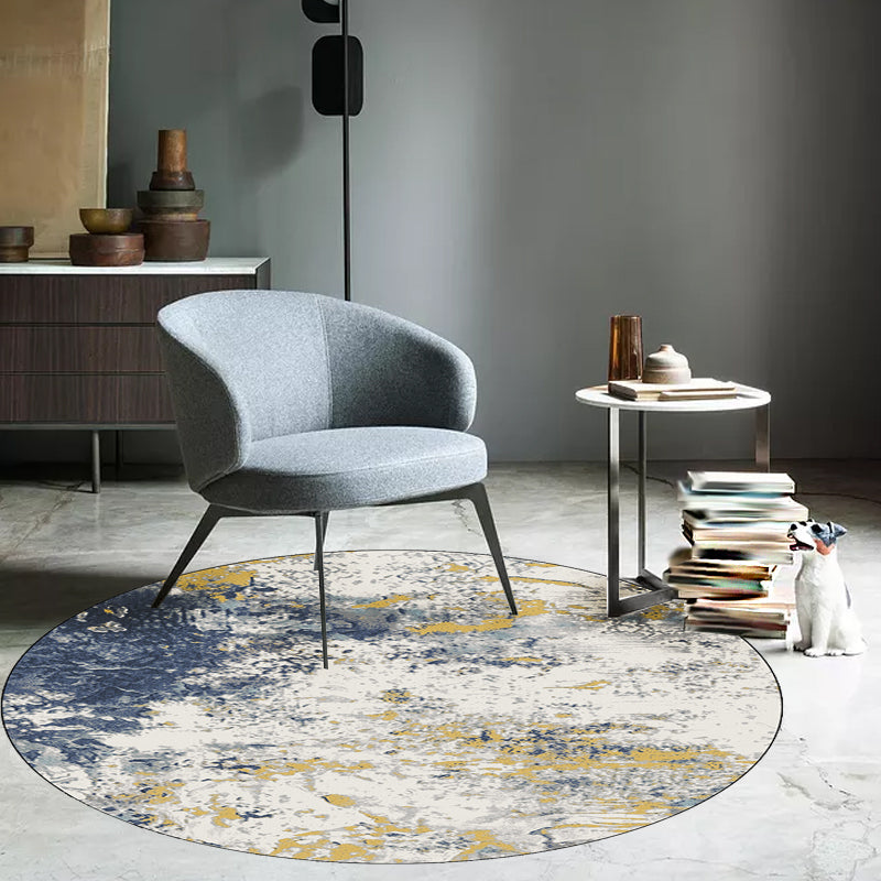 Minimalist modern rug white abstract ink painting pattern rug polyester washable pet-friendly rug for home decor